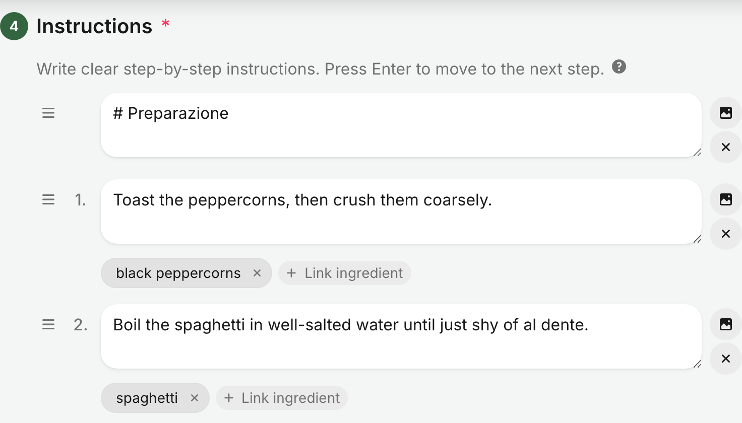 A step section heading written with #