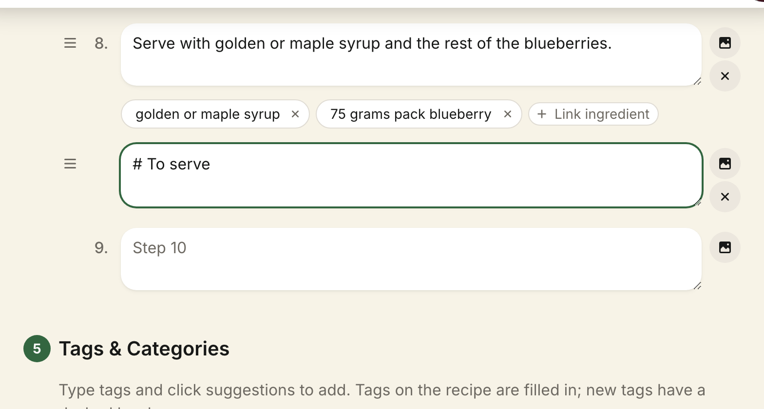 A step section heading written with #